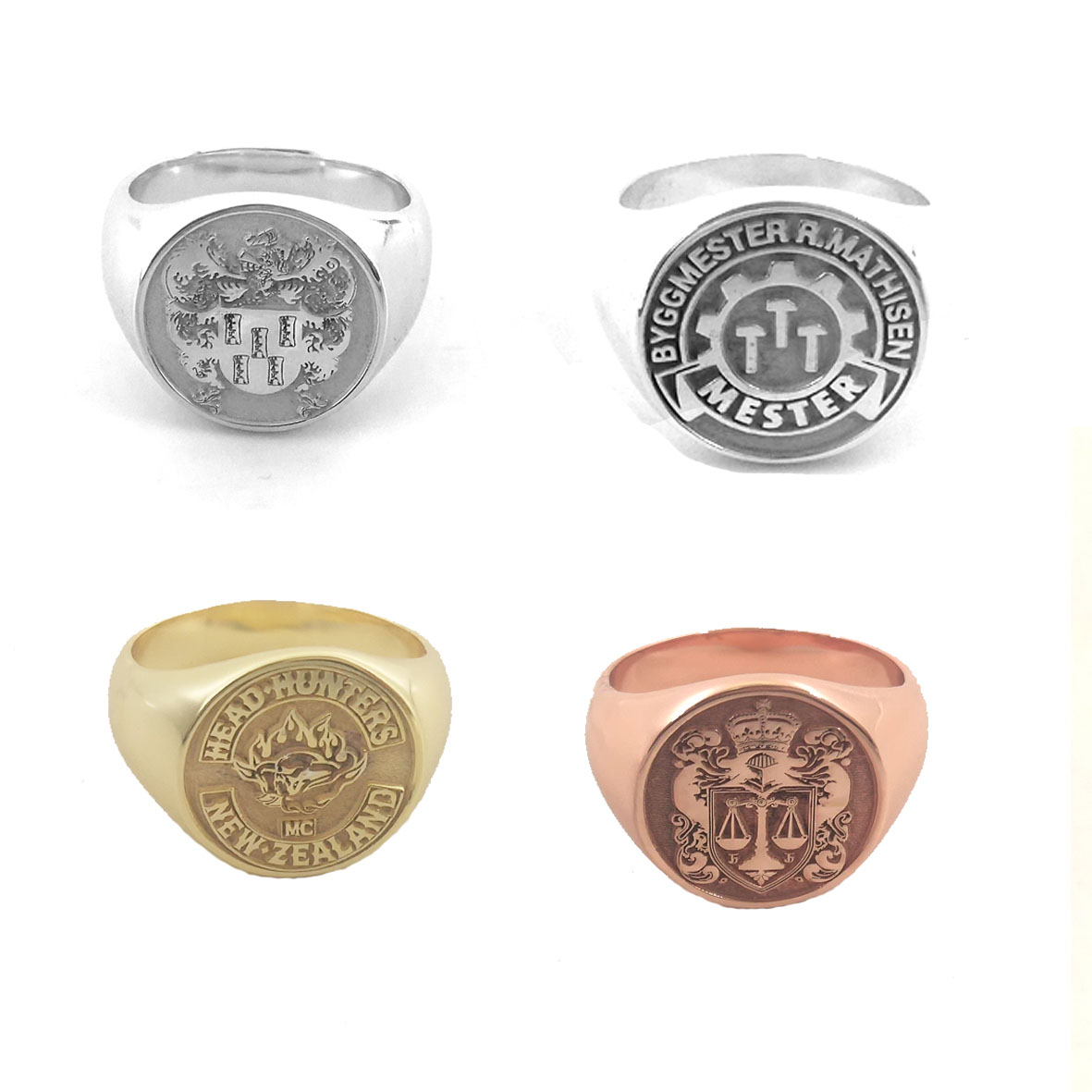 Signet Ring Men - Custom Gegraveerde 17mm Ronde Top Ring