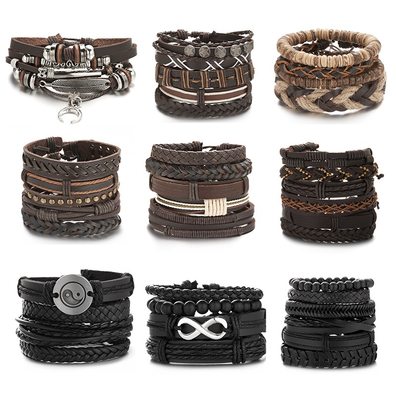 Men'S Accessories Jewelry Sale - Hot Koop Mannen Veer Lederen Armband