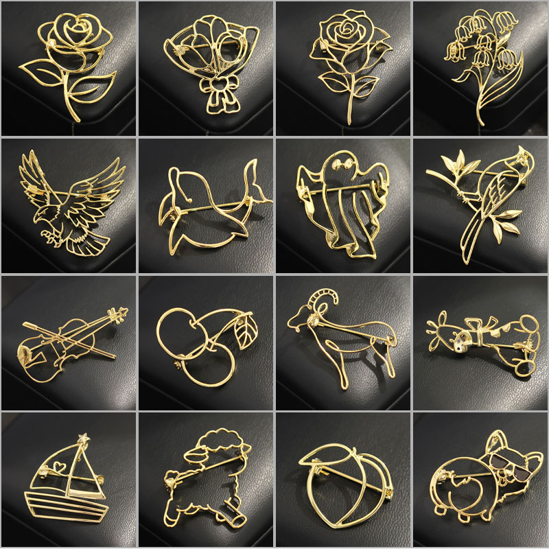 Men Accessories Bouquet - Minimalistische uitgeholde broches voor dames en