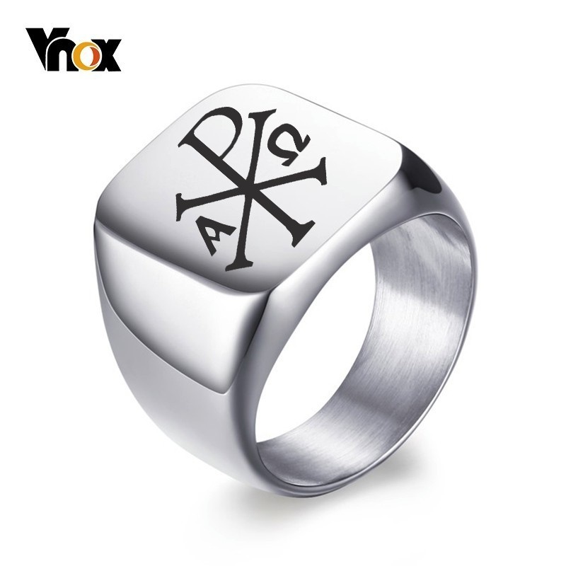 Signet Ring Men - Vnox Gratis Gepersonaliseerde Stempel Ring Voor