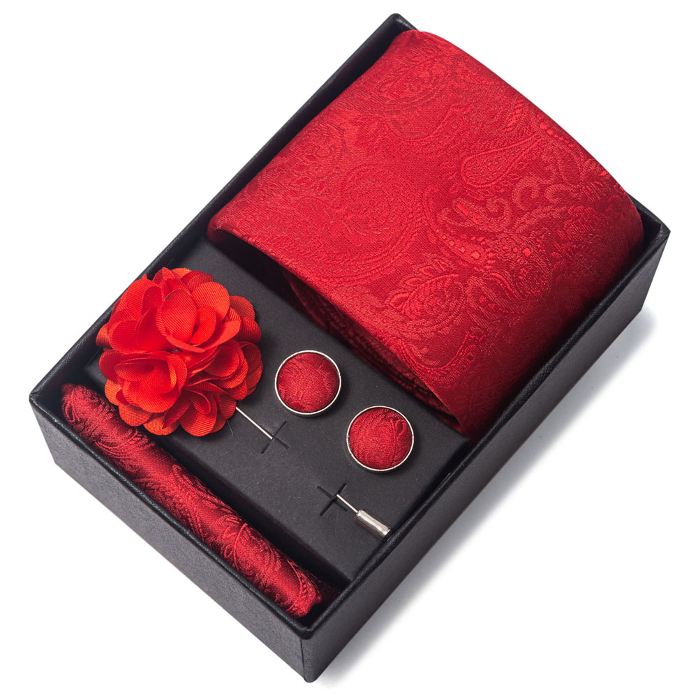 Neck Tie Set Box - Groothandel Geschenkdoos Mode 8 cm Rode