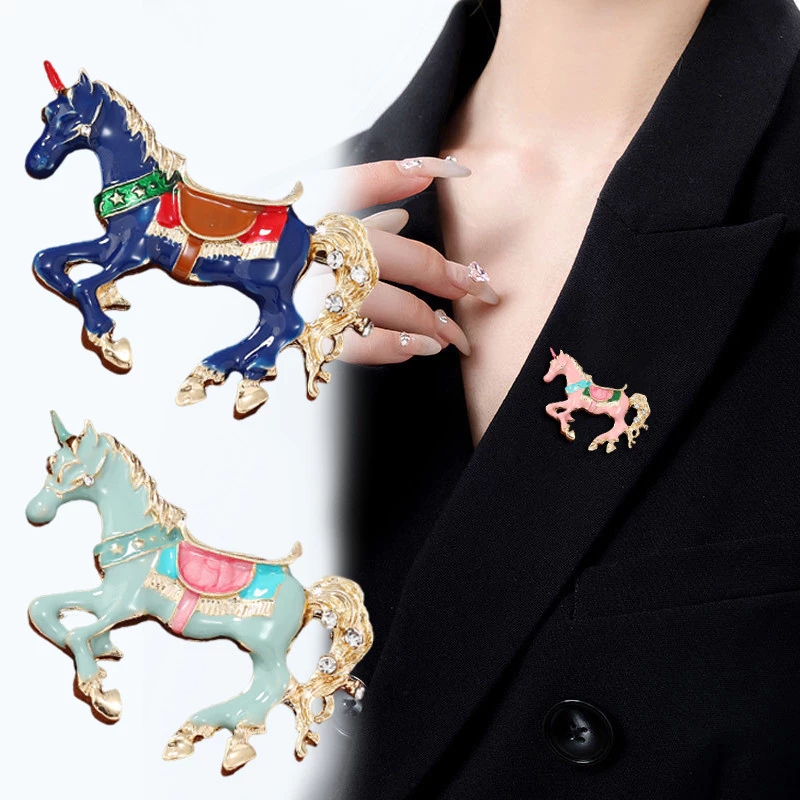 Men Accessories Bouquet - Vintage Emaille Paard Broches Metalen Ros