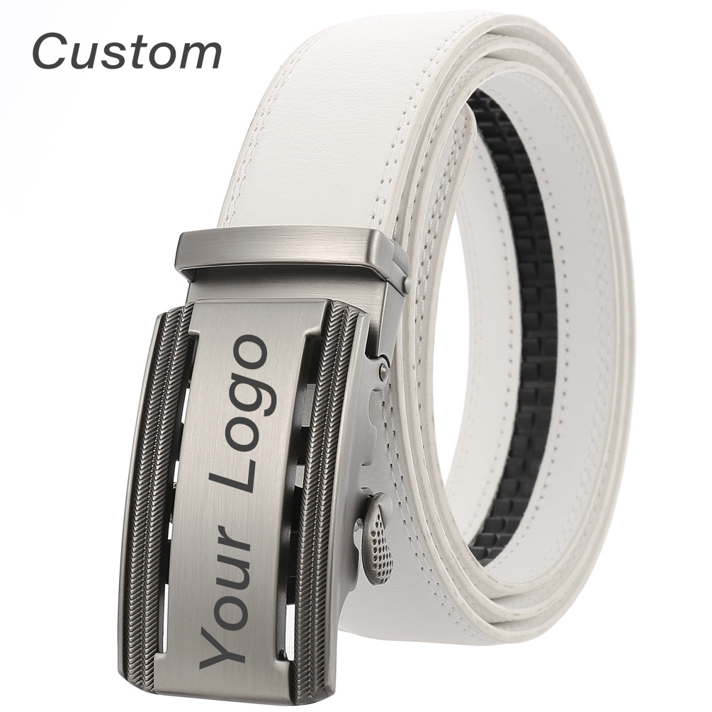 Men Accessories Logo - Gepersonaliseerde Heren Wit Lederen Riem Bedrijf