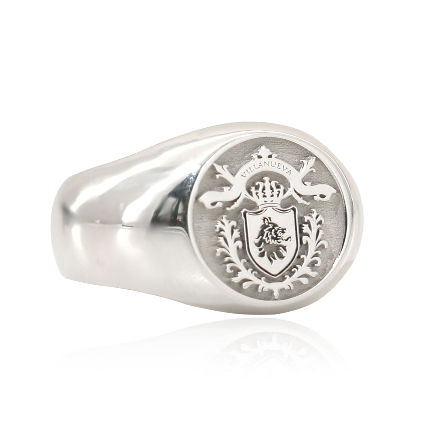 Signet Ring Men - 17 mm ronde 925 massief zilveren