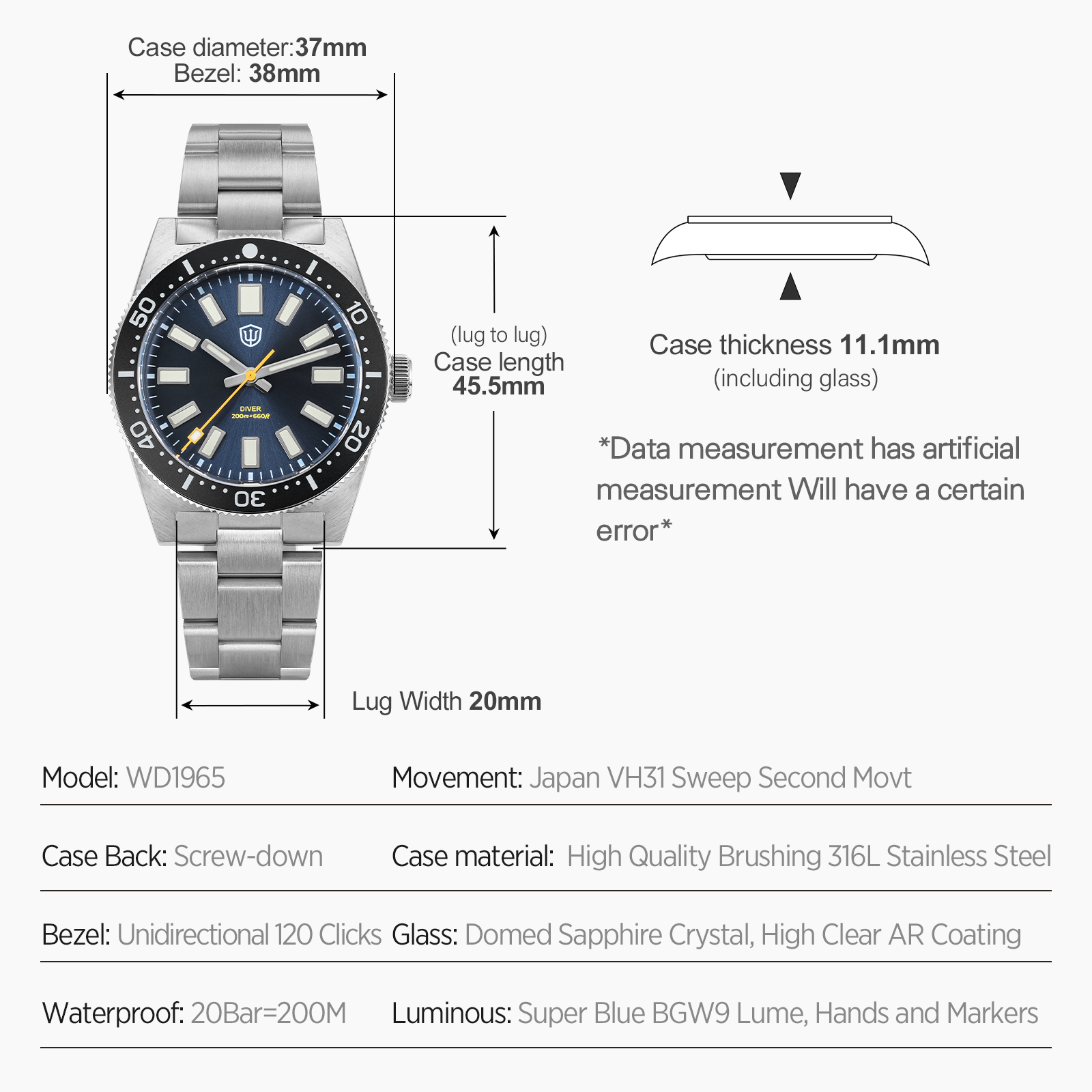 Watchdives 37Mm WD1965 V2 Man  - Men'S Accessories And Jewelry recensie en prijs