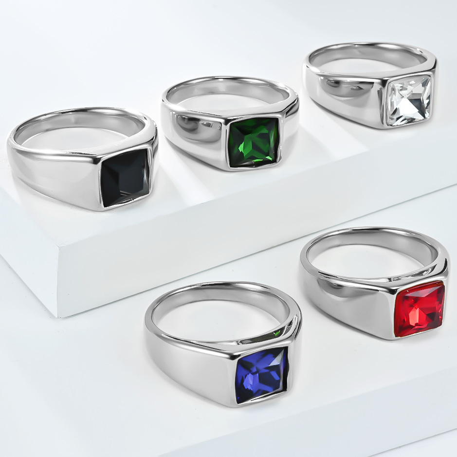 Roestvrij staal glanzende zirk - Signet Ring Men recensie en prijs