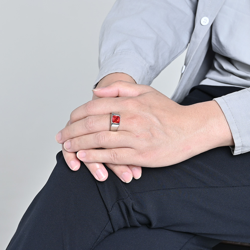 Roestvrij staal glanzende zirk - Signet Ring Men recensie en prijs