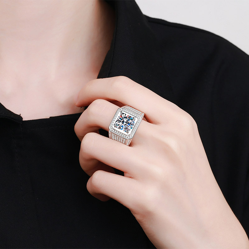 D-Color VVS1 5CT Vierkante Moi - Signet Ring Men recensie en prijs