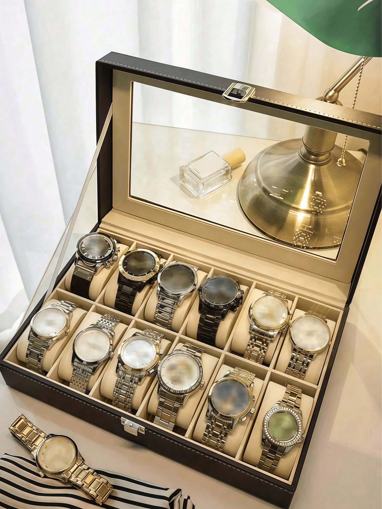 Leren horlogedoos met slot, gr - Men'S Accessories Rack recensie en prijs