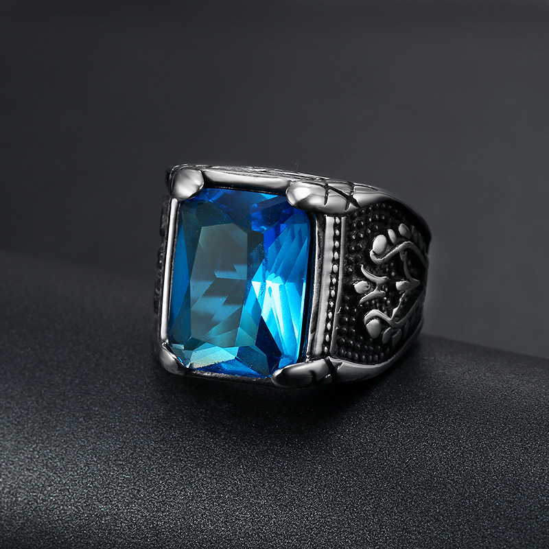 Zilver Kleur Mannen Rood Blauw - Signet Ring Men recensie en prijs