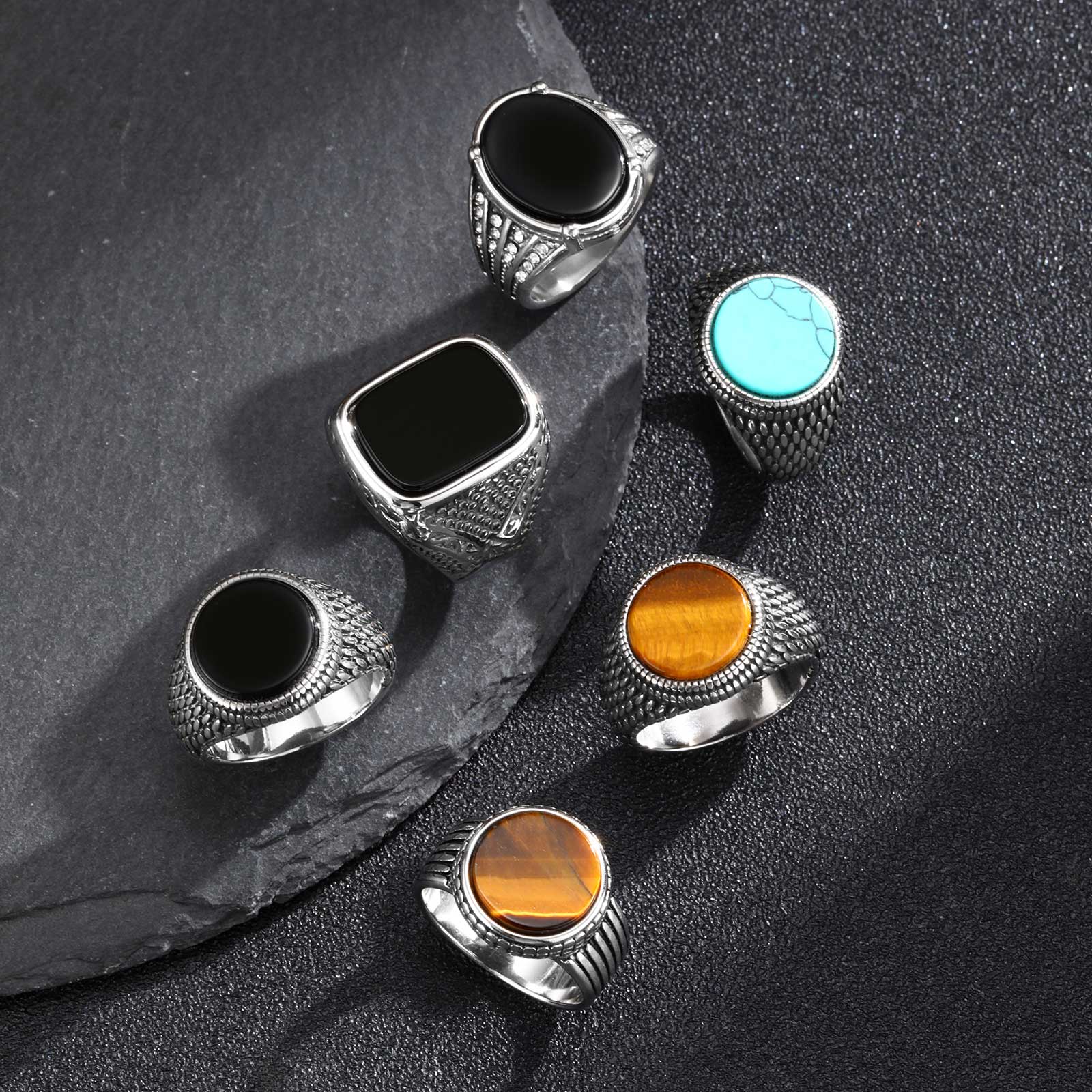 Geometrische turquoise tijgero - Signet Ring Men recensie en prijs
