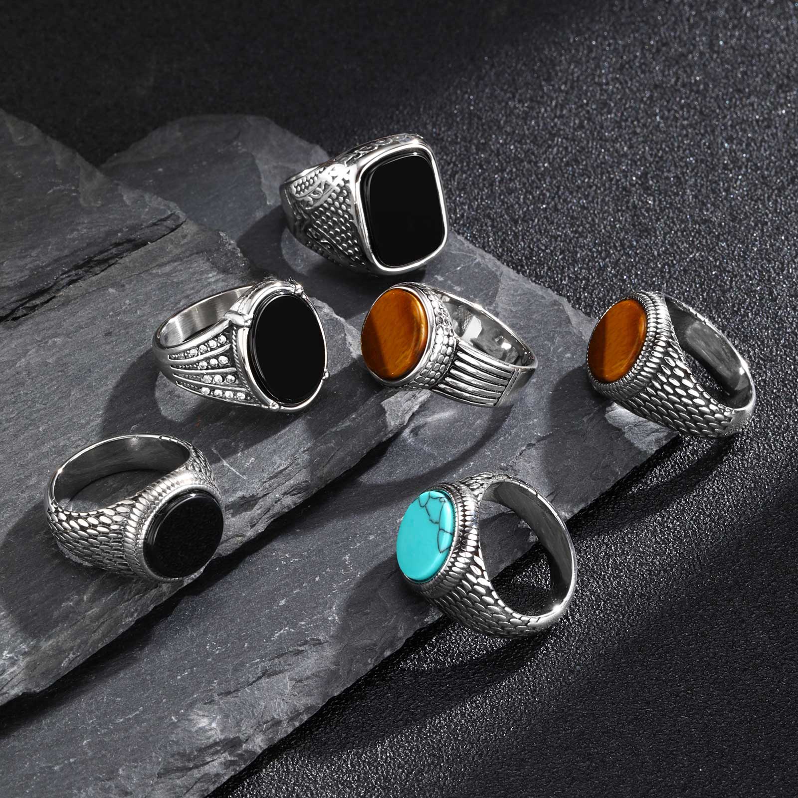 Geometrische turquoise tijgero - Signet Ring Men recensie en prijs