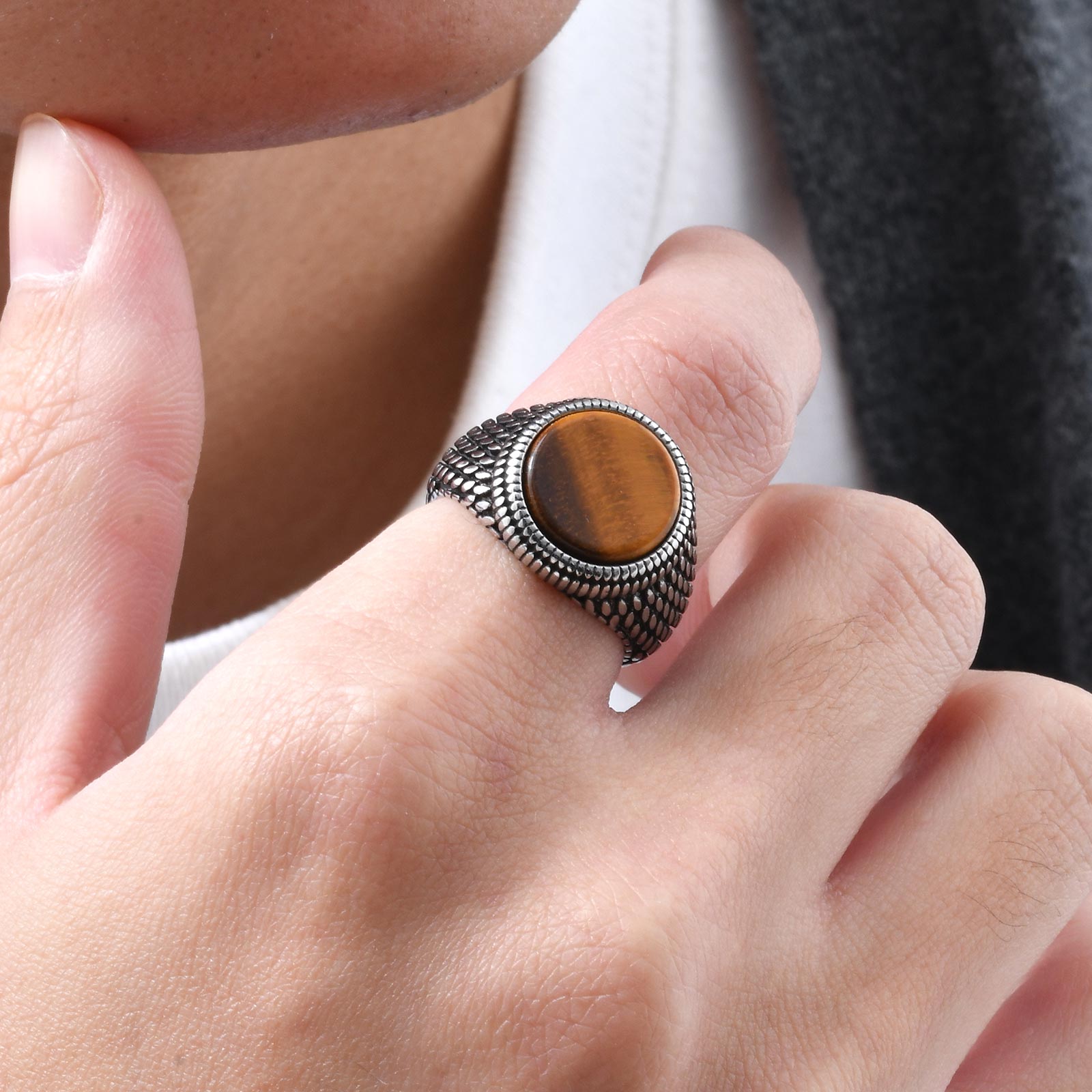 Geometrische turquoise tijgero - Signet Ring Men recensie en prijs