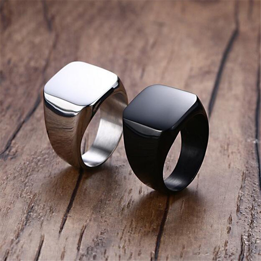 Mode Mannen Zwart Glad Roestvr - Signet Ring Men recensie en prijs