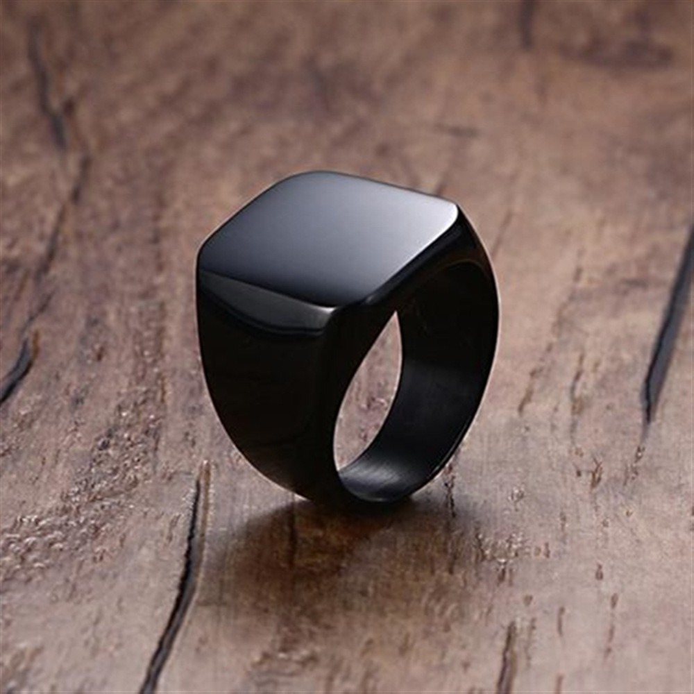 Mode Mannen Zwart Glad Roestvr - Signet Ring Men recensie en prijs