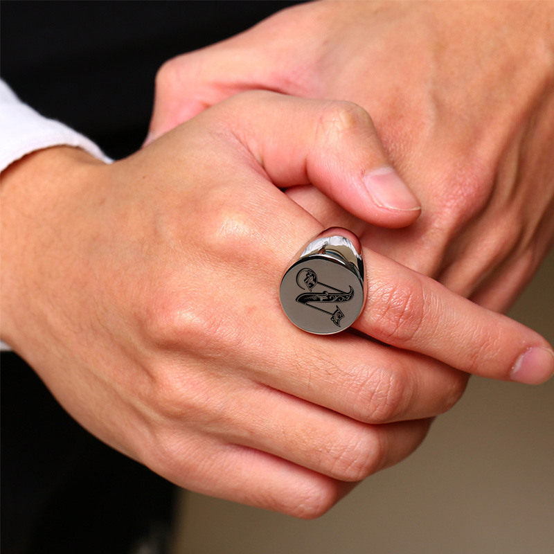 Vnox Stijlvolle Patroon Letter - Signet Ring Men recensie en prijs
